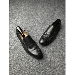 Mens Loafers Gucci Black GG Pattern Leather Made in Italy, Size US 9